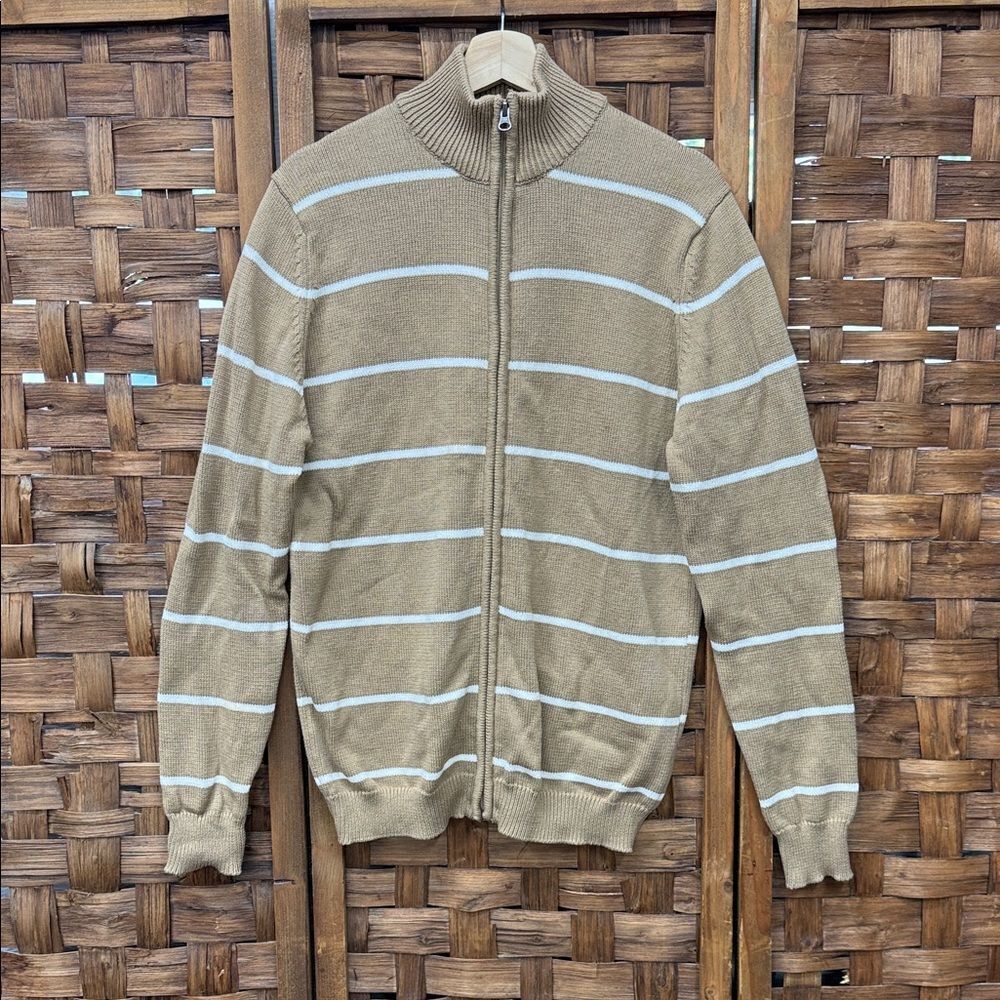 Vintage Le 31 Simmons Men's Tan Striped Sweater